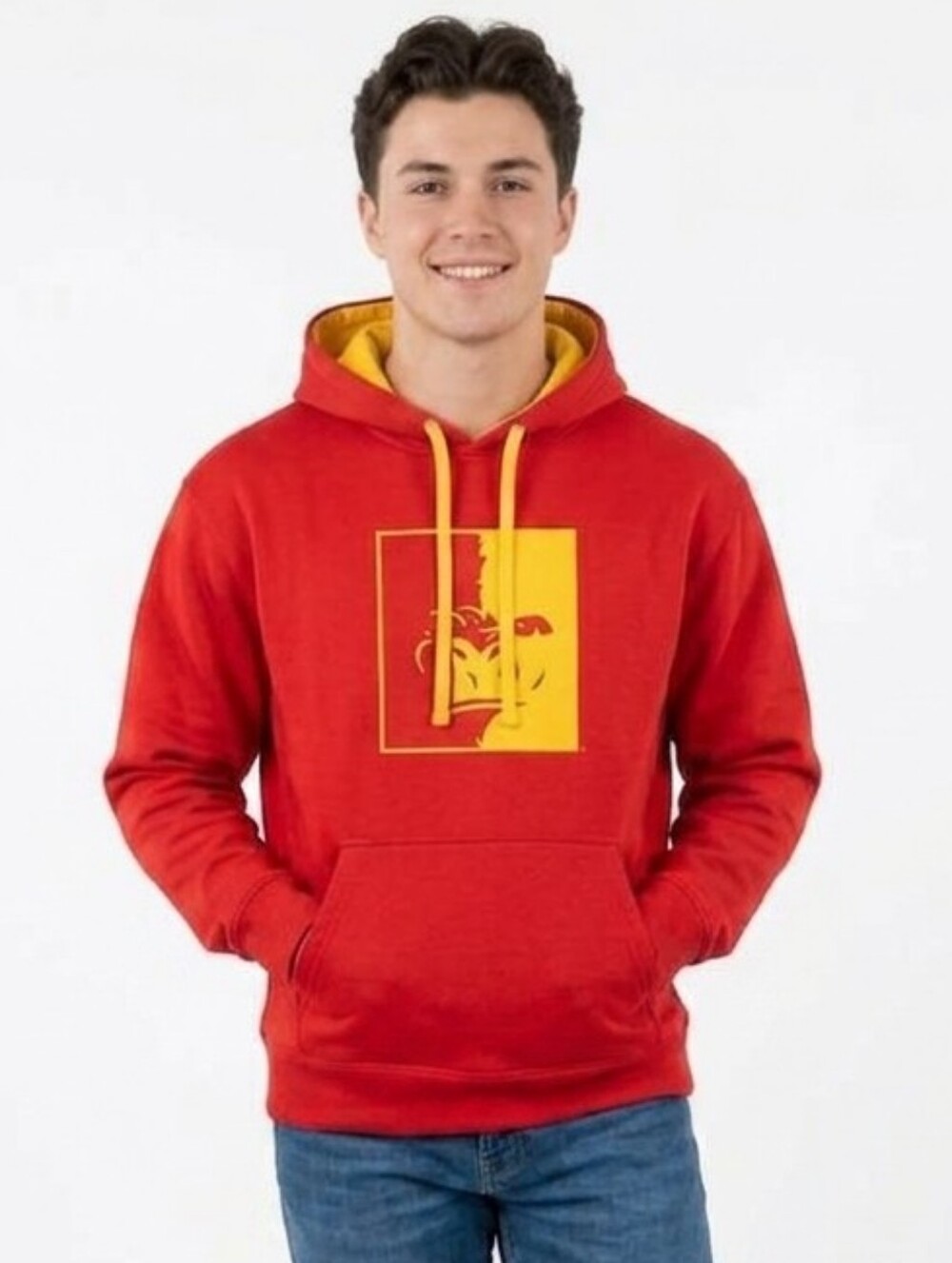 Champion Red and Yellow Pitt State Sweatshirt Bold Graphic Design Size Large